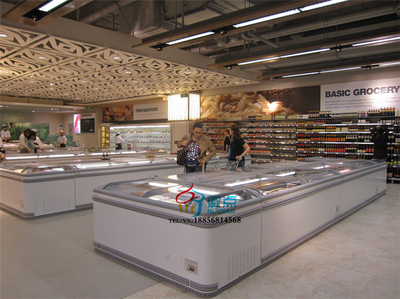 高档速冻水饺展示冷柜 商用低温冷冻柜 超市豪华组合岛柜